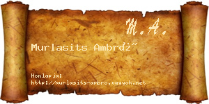 Murlasits Ambró névjegykártya